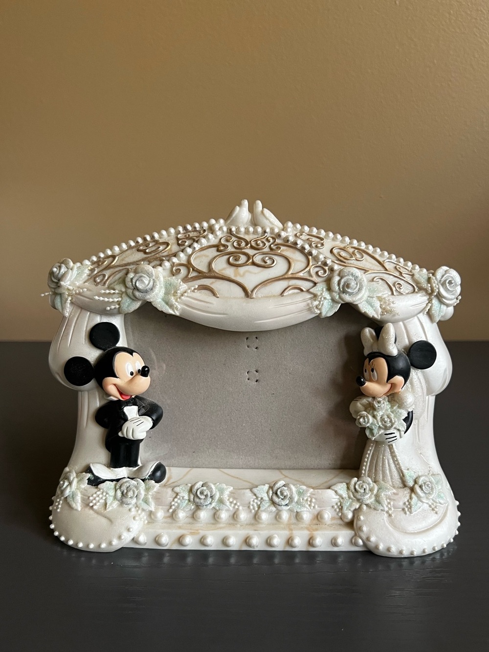 Disney Parks vintage Mickey and Minnie Mouse wedding photo frame.